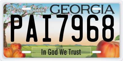 GA license plate PAI7968