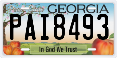 GA license plate PAI8493