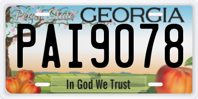 GA license plate PAI9078