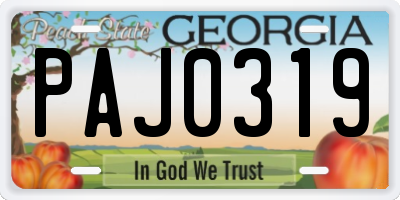 GA license plate PAJ0319