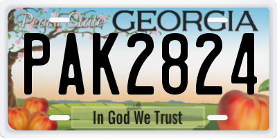 GA license plate PAK2824