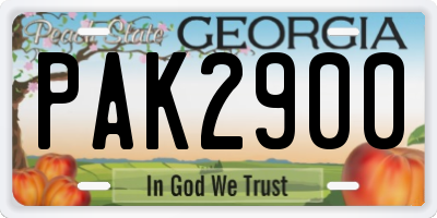 GA license plate PAK2900