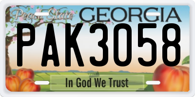 GA license plate PAK3058