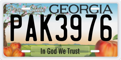 GA license plate PAK3976
