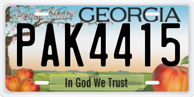 GA license plate PAK4415