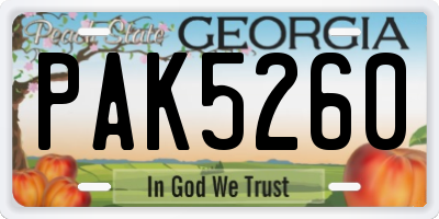 GA license plate PAK5260