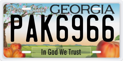 GA license plate PAK6966