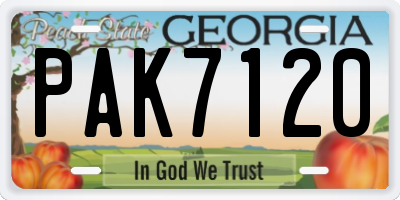 GA license plate PAK7120