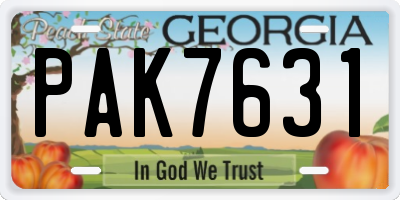 GA license plate PAK7631