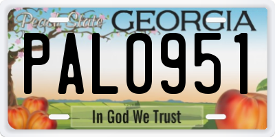 GA license plate PAL0951