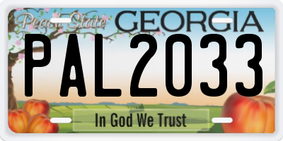 GA license plate PAL2033