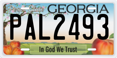 GA license plate PAL2493