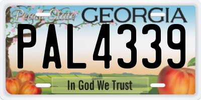 GA license plate PAL4339