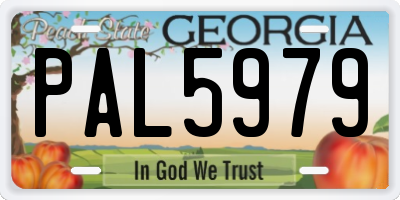GA license plate PAL5979