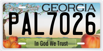GA license plate PAL7026