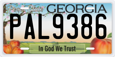 GA license plate PAL9386