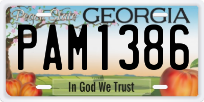 GA license plate PAM1386