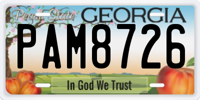 GA license plate PAM8726