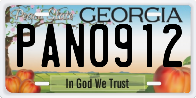 GA license plate PAN0912