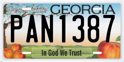 GA license plate PAN1387