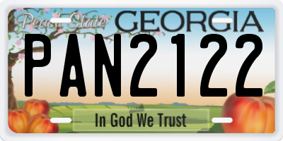 GA license plate PAN2122