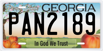 GA license plate PAN2189