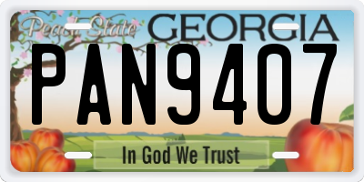 GA license plate PAN9407