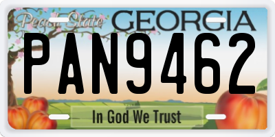 GA license plate PAN9462