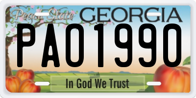 GA license plate PAO1990