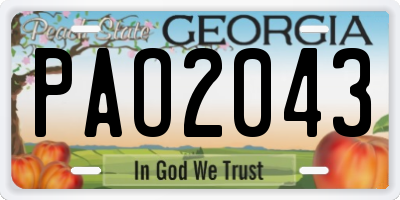 GA license plate PAO2043