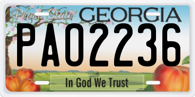GA license plate PAO2236