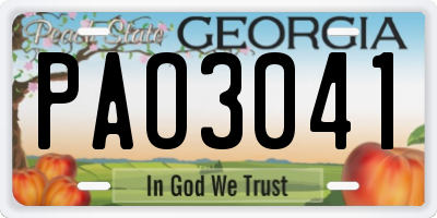 GA license plate PAO3041