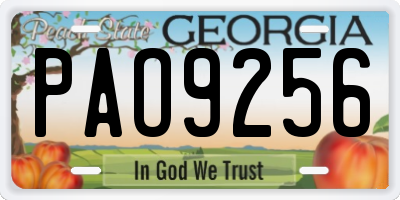GA license plate PAO9256