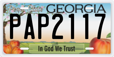 GA license plate PAP2117