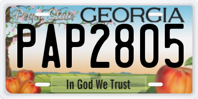 GA license plate PAP2805