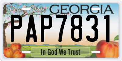 GA license plate PAP7831