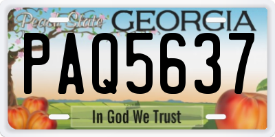 GA license plate PAQ5637