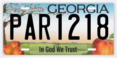 GA license plate PAR1218