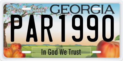 GA license plate PAR1990
