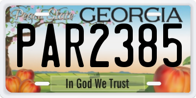 GA license plate PAR2385