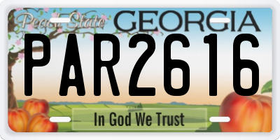 GA license plate PAR2616