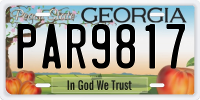 GA license plate PAR9817