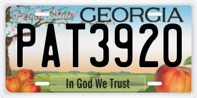 GA license plate PAT3920