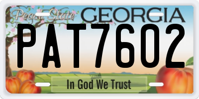 GA license plate PAT7602