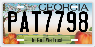 GA license plate PAT7798