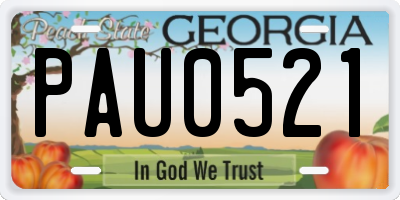 GA license plate PAU0521