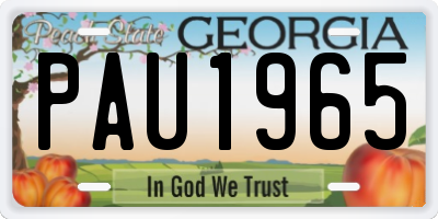 GA license plate PAU1965