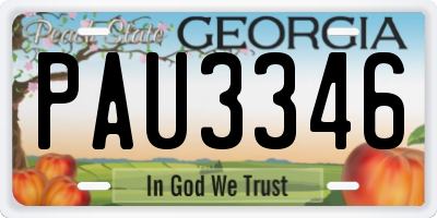 GA license plate PAU3346