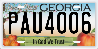 GA license plate PAU4006