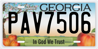 GA license plate PAV7506